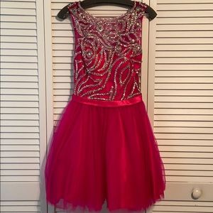 Pink Beaded Homecoming Dress